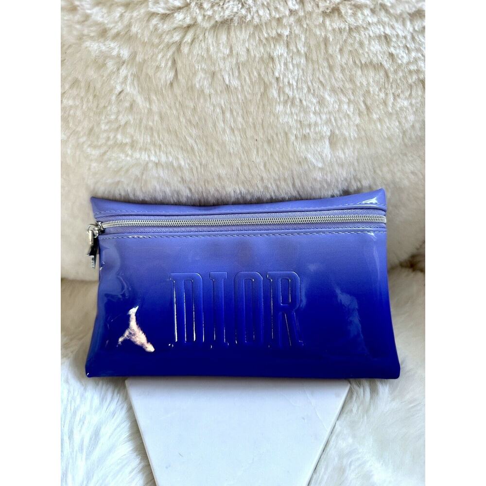 New Dior Blue Gradient Makeup Pouch Cosmetic Bag Star Zipper CD